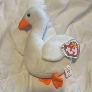 Ty Plush Gracie White Swan with Orange Accents ***Rare***
